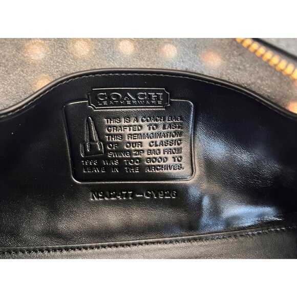 NEW WITH TAGS!!!  Coach Black and Gold Swinger Handbag with Gold grommets. - Picture 9 of 15